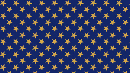 Golden stars with blue background, seamless pattern