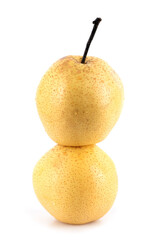 Two pears on white background