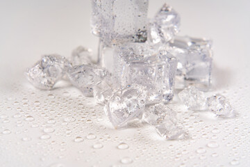 Ice on a white background