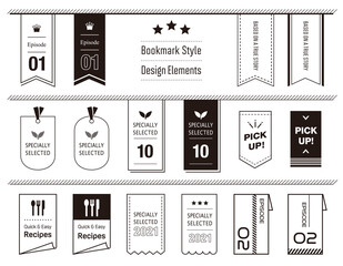 シンプルなブックマーク風、デザイン素材のセット © mixcolours