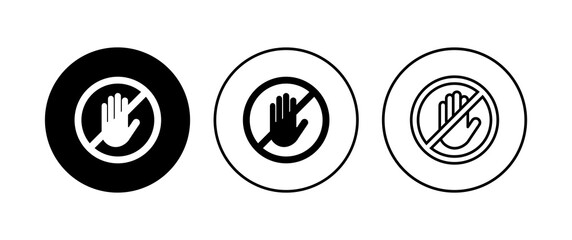 Stop icon set. stop road sign. hand stop icon vector