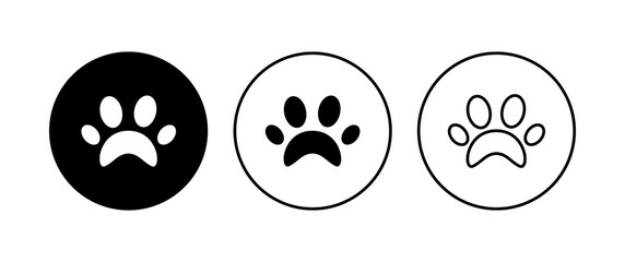 Paw icon set. paw print icon vector. dog or cat paw