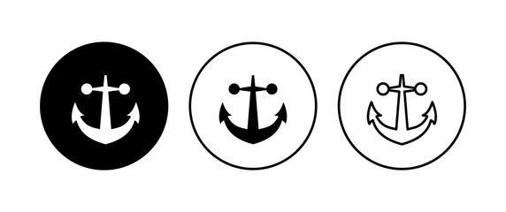 Anchor icon set. Anchor symbol logo. Anchor marine icon.