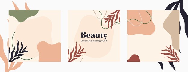 Organic shapes and floral vector. Good for social media, beauty, skincare, and fashion template.