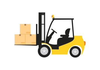 Yellow forklift icon illustration design