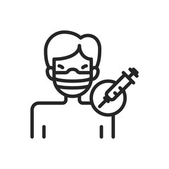 Coronavirus Vaccination outline icons. Vector illustration. Editable stroke. Isolated icon suitable for web, infographics, interface and apps.