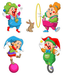 The collection of the circus performer are doing the attractions