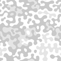 Camouflage seamless texture. Modern fashion design. White camo military pattern. Light grey monochrome, fashionable, fabric. Vector background