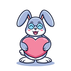 Obraz na płótnie Canvas Rabbit with Big Love Cartoon. Animal Vector Icon Illustration, Isolated on Premium Vector