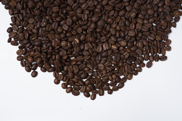 Coffee beans and coffee on a white background