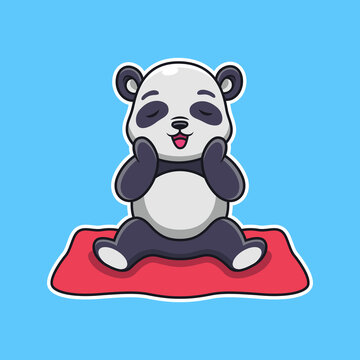 Panda with Cute Pose Cartoon. Animal Vector Icon Illustration, Isolated on Premium Vector