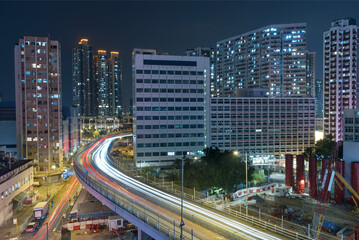 Skyline of midtown of Hong Kong city at night