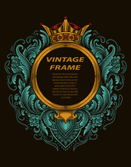 Vintage border frame with engraving ornament