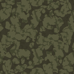 Fototapeta premium Camouflage pattern background seamless vector illustration. Classic clothing style masking camo repeat print. Green brown black olive colors forest texture. 