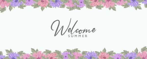 Elegant floral banner with a summer theme