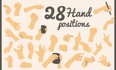 Human hands in various positions and different views