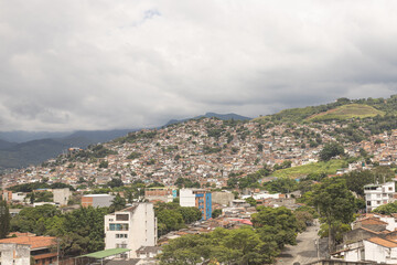 mountain with houses 