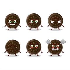 Chocolate biscuit cartoon character with various angry expressions