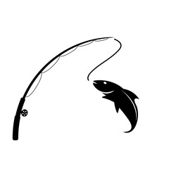 Obraz premium Fishing rod icon design template vector illustration isolated