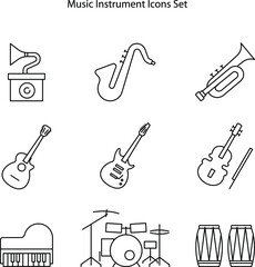 set musical instrument vector illustration isolated on white background, set musical instrument icons.