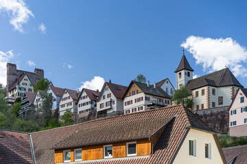 picturesque historic german village on hill