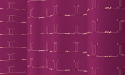 Fototapeta premium Zodiac symbol icons as texture on waved surface