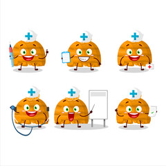 Doctor profession emoticon with orange ice cream scoops cartoon character
