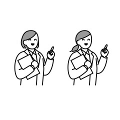 指差しする白衣を着た人イラスト素材