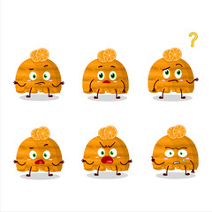 Cartoon character of orange ice cream scoops with what expression