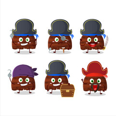 Cartoon character of chocolate ice cream scoops with various pirates emoticons