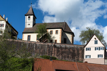 Fototapeta premium beautiful chapel of black forest village on hill