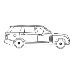 car line vector illustration, isolated on white background, top view.