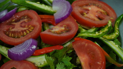 Chopped fresh vegetables onion tomato chilies etc.