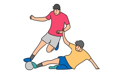 Football player kick the ball vector illustration