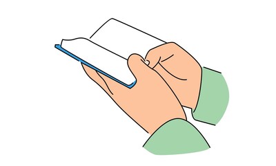 Hand holding book vector illustration