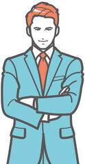腕組みするビジネスマン　上半身