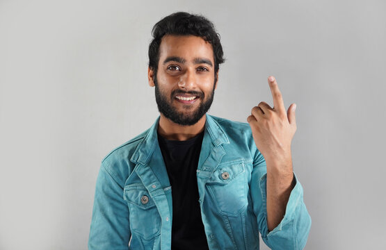 a man saying waoo in white background