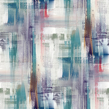 Seamless  canvas texture, good mood painting.
Modern art made with blue, grey and red paint smears and rough brush strokes