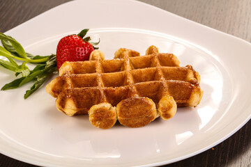 Sweet viennese waffles served strawberry