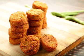 Crispy fried homemade meat cutlets - healthy snack foods.
