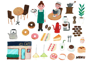 アクリル画のカフェアイコンセット