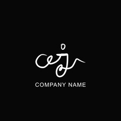 initial signature writing logo aj