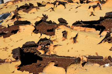 Rusted and peeling metal