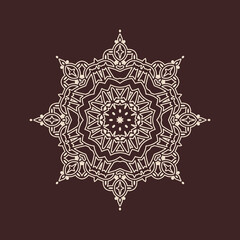 Circular pattern in form of mandala for Henna, decoration. Decorative ornament in ethnic oriental style
