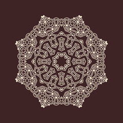 Circular pattern in form of mandala for Henna, decoration. Decorative ornament in ethnic oriental style