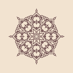 Circular pattern in form of mandala for Henna, decoration. Decorative ornament in ethnic oriental style