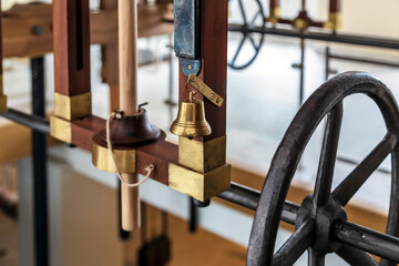 Mechanism old vintage wood mechanical table. Hermitage Pavilion Tsarskoye Selo.