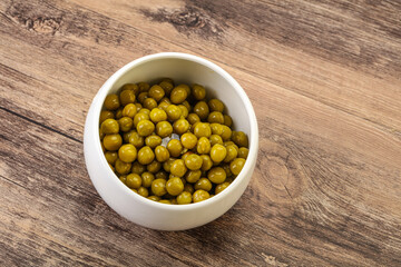 Marinated green pea in the bowl