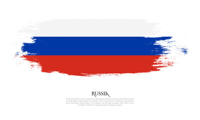 Russia flag brush concept. Flag of Russia grunge style banner background