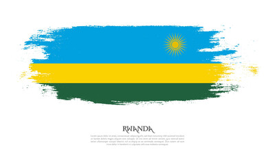 Rwanda flag brush concept. Flag of Rwanda grunge style banner background
